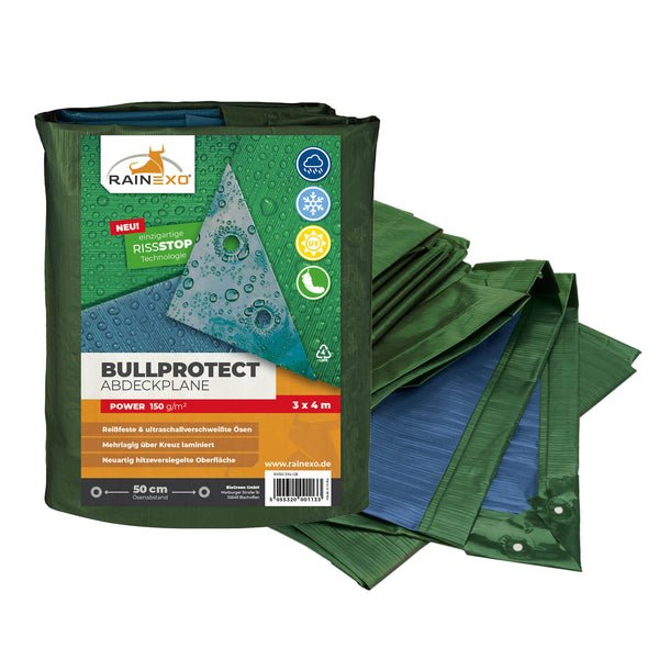 Rainexo Abdeckplane Power 150 g/m² in Grün/Blau, 3 x 4 m