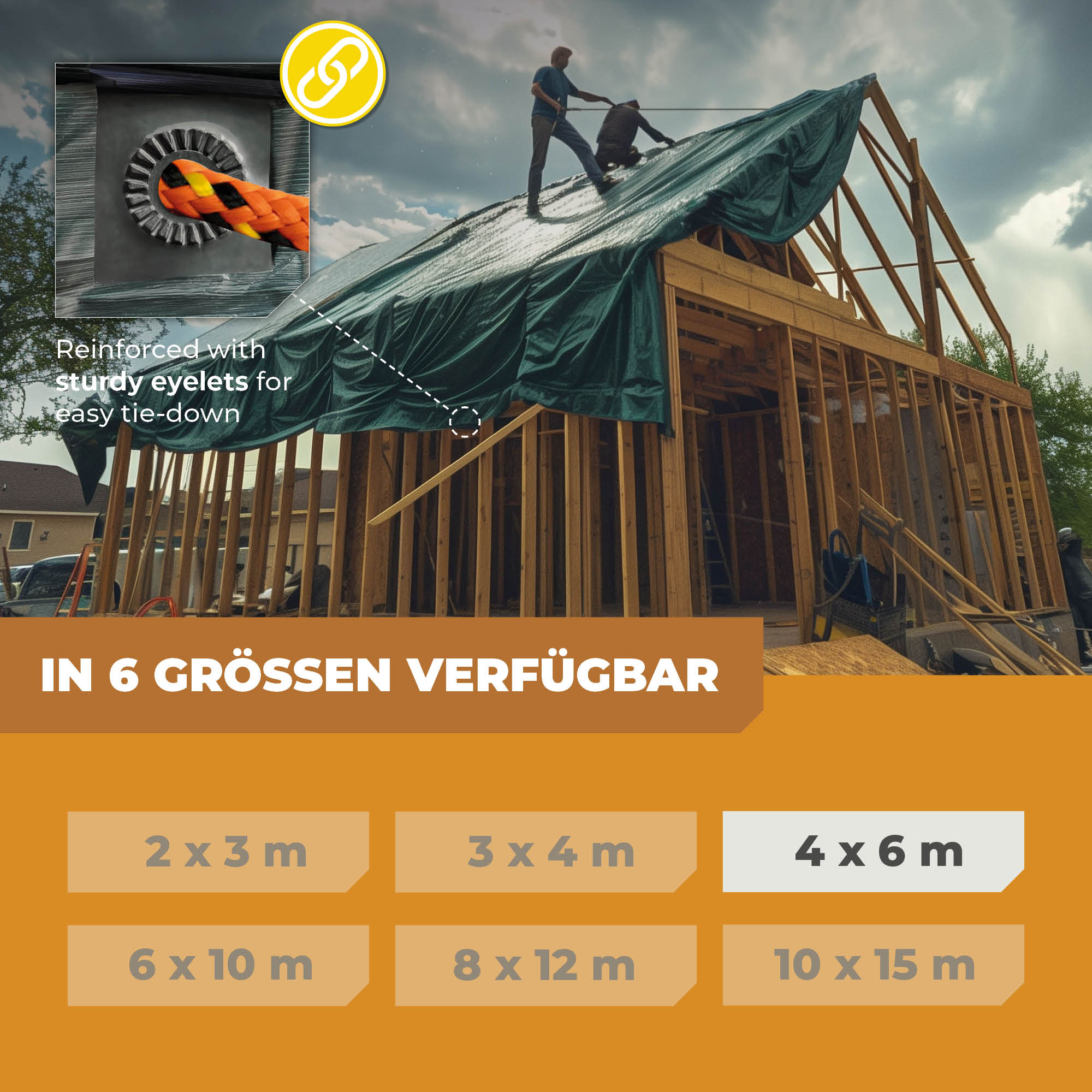 Abdeckplane in Grün/Blau 150g/m² 4x6m "Power"