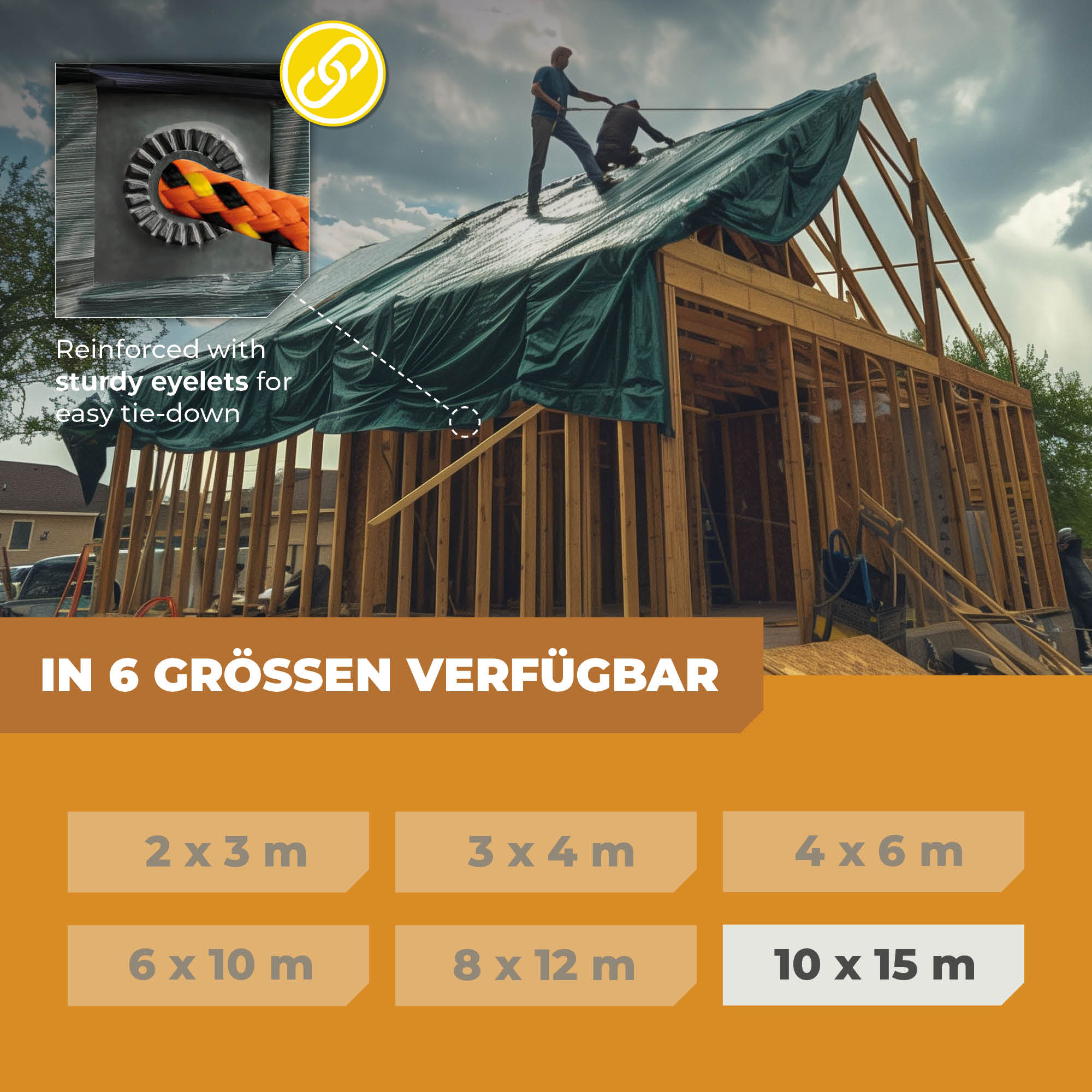 Abdeckplane in Grün/Blau 150g/m² 10x15m "Power"