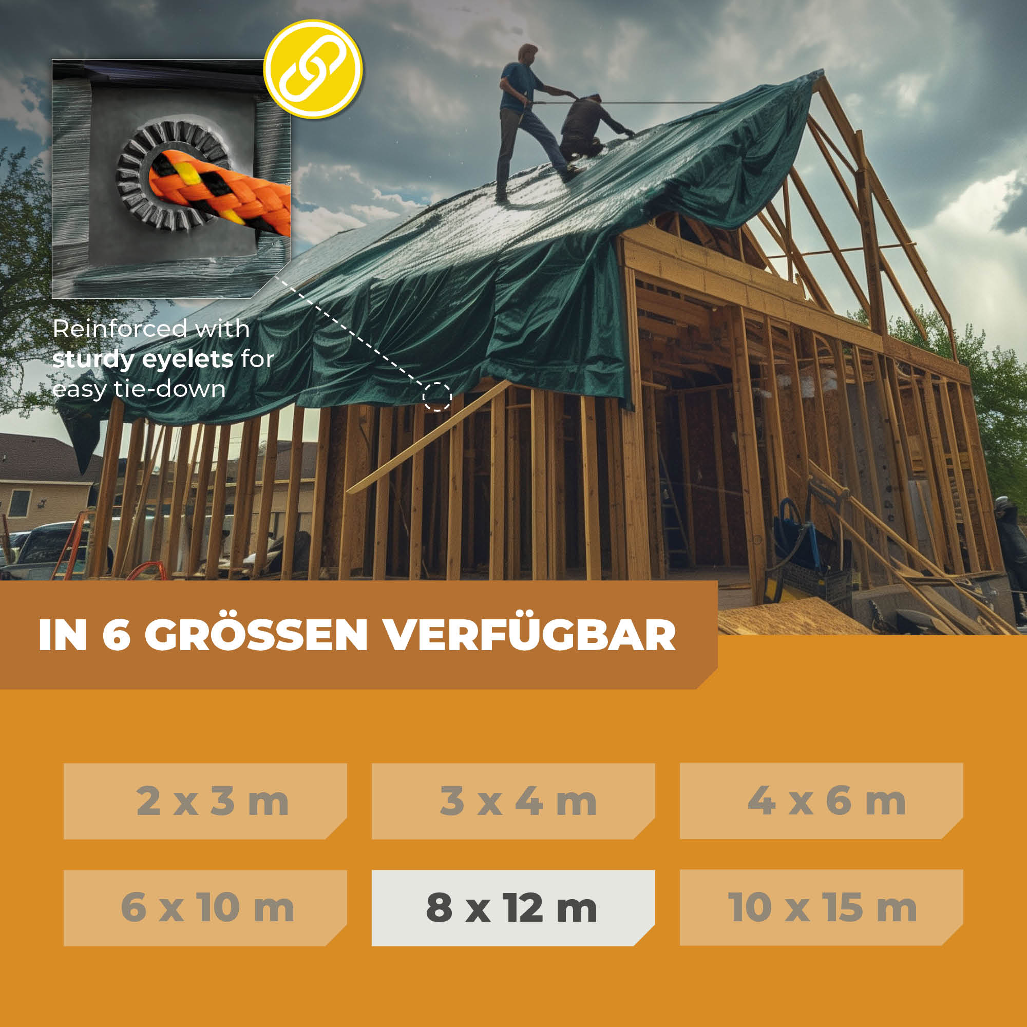 Abdeckplane in Grün/Blau 150g/m² 8x12m "Power"
