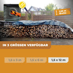 Holzabdeckplane in Grün/Blau 150g/m² 1,5x12m "Powerforst"