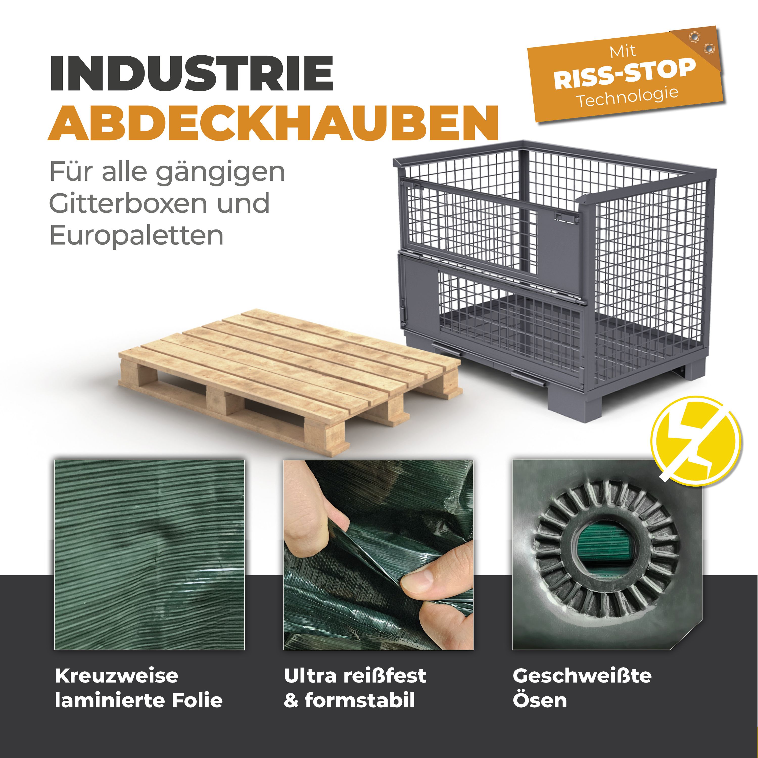 Abdeckhaube für Gitterbox Grün 120g/m² 125x85x98cm