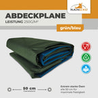 Abdeckplane in Grün/Blau 250g/m² 10x15m "Premium"