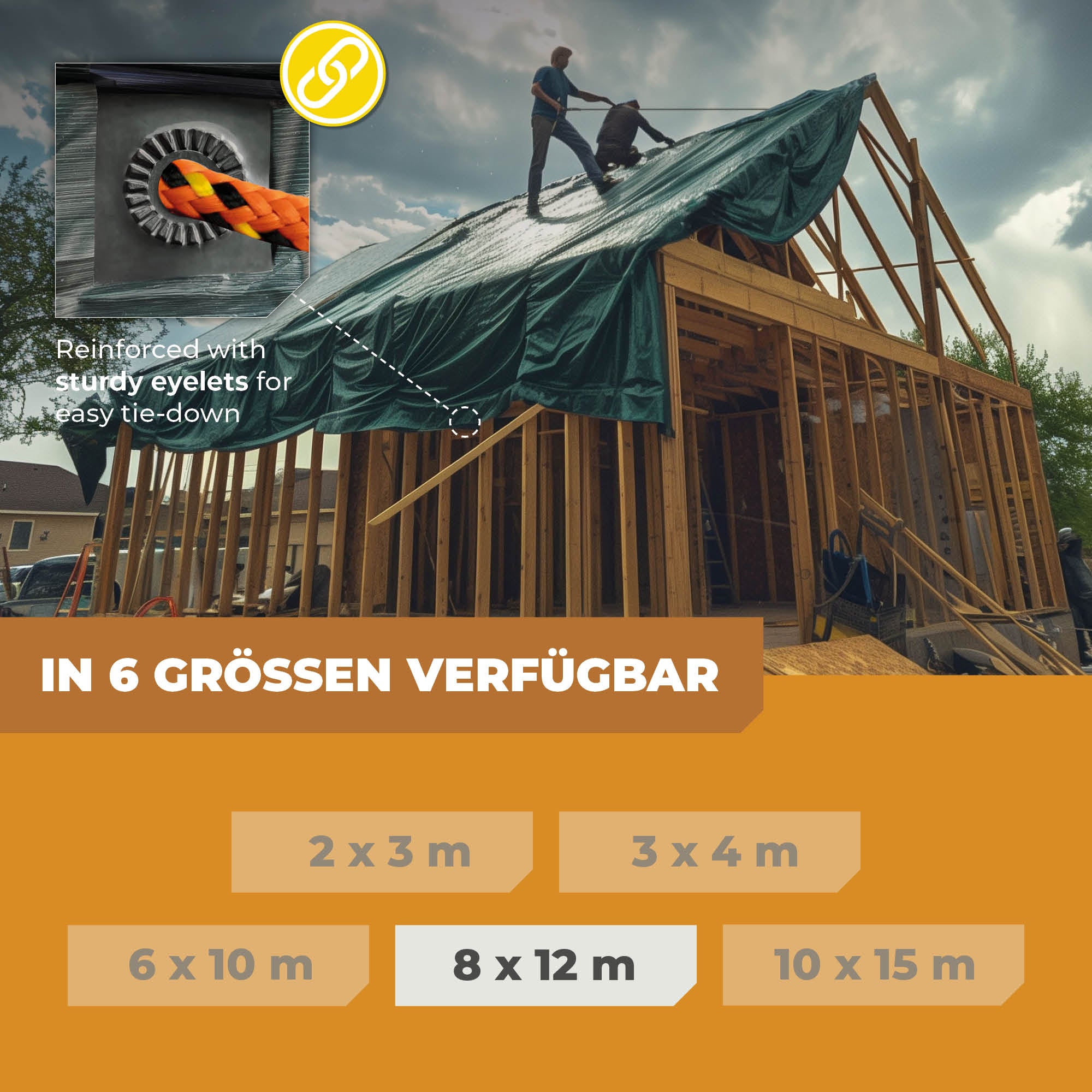 Abdeckplane in Grün/Blau 250g/m² 8x12m "Premium"