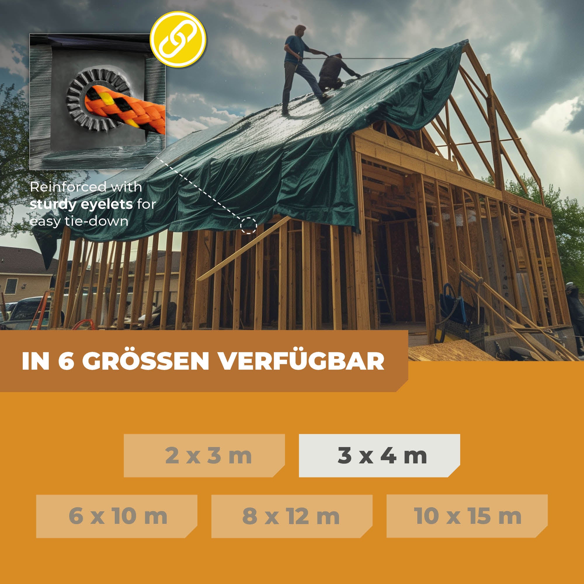 Abdeckplane in Grün/Blau 250g/m² 3x4m "Premium"