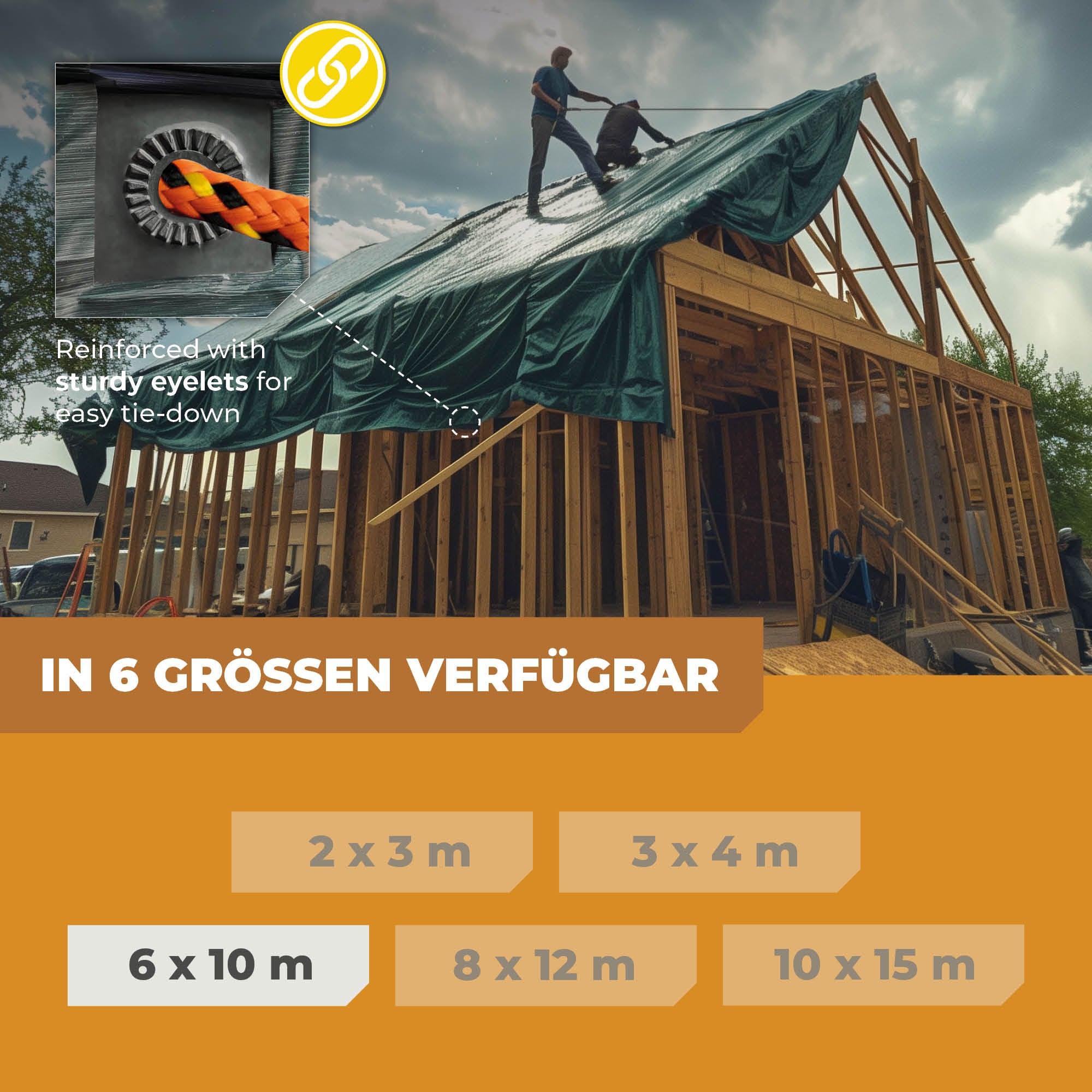Abdeckplane in Grün/Blau 250g/m² 6x10m "Premium"