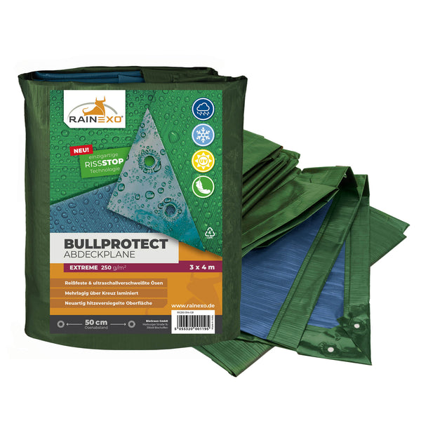 Rainexo Abdeckplane Premium 250 g/m² in Grün/Blau, 3 x 4 m