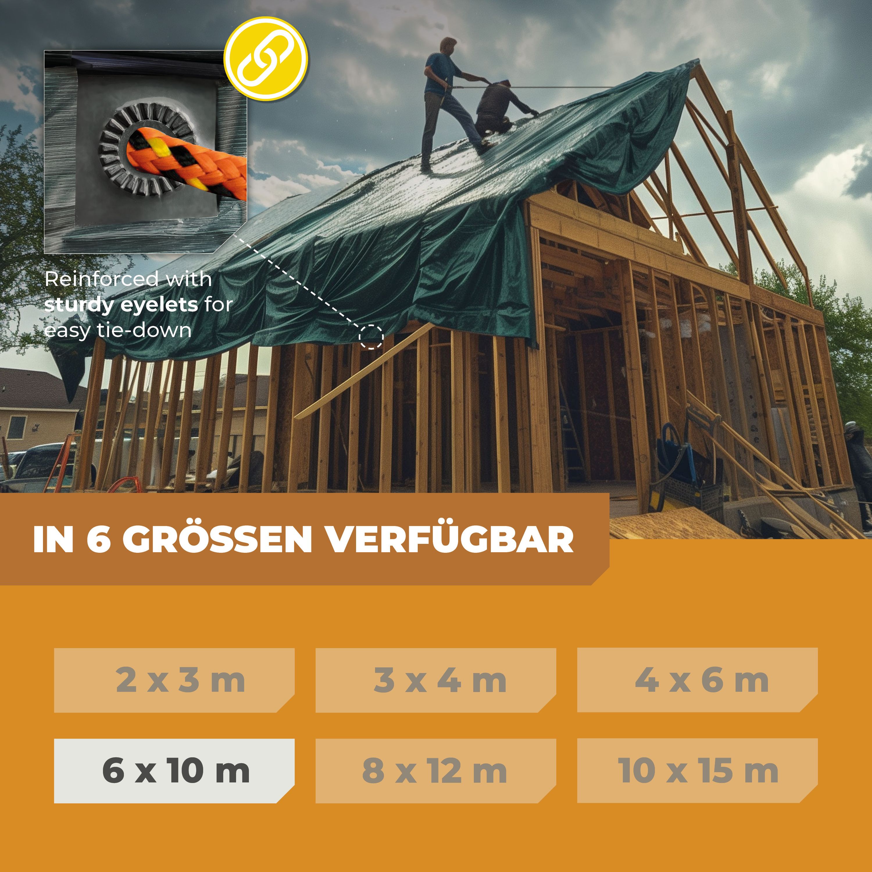 Abdeckplane in Grün 90g/m² 6x10m