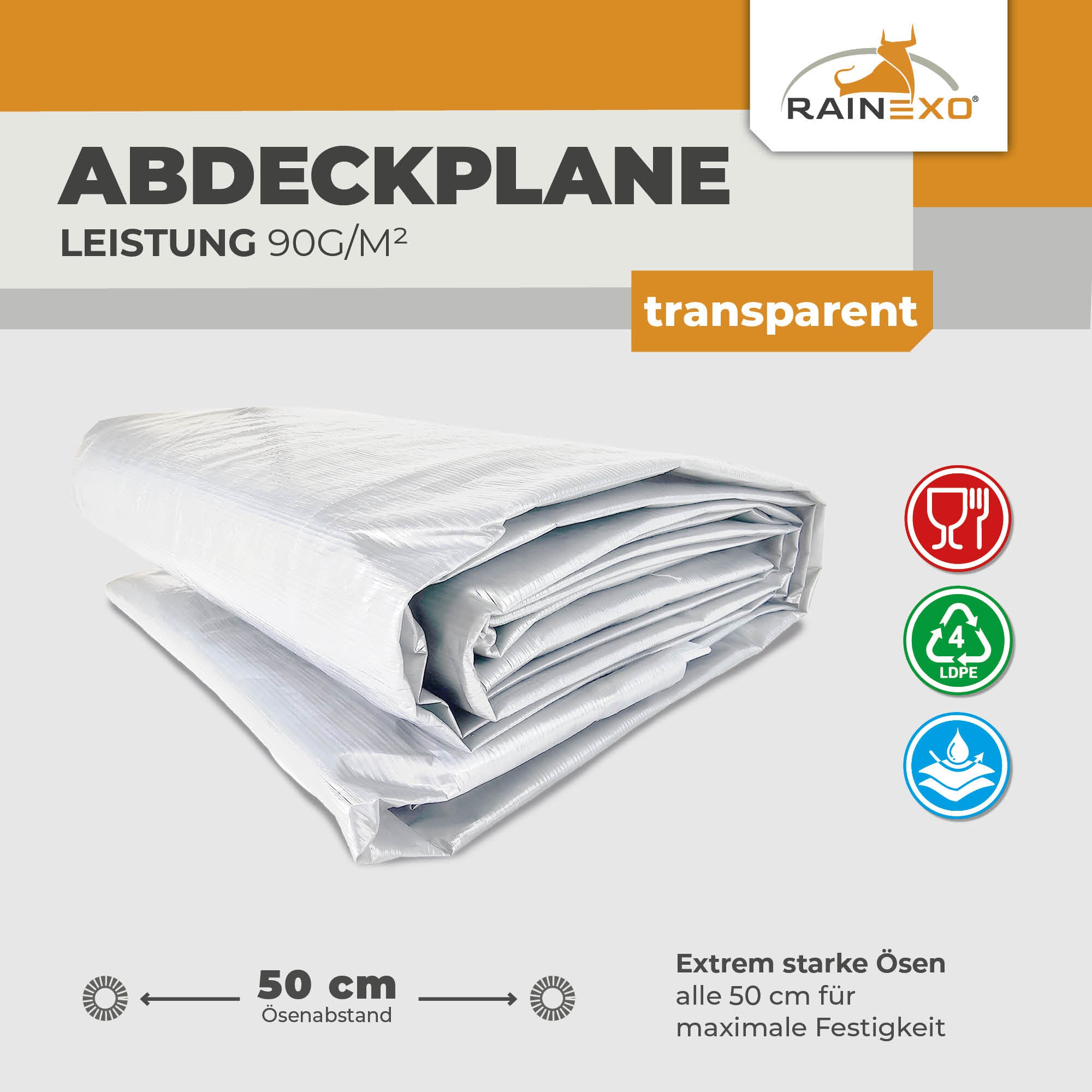 Transparente Abdeckplane 90g/m² 2x3m