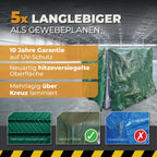 Abdeckhaube für Gitterbox mit Reißverschluss Grün 120g/m² 125x85x98cm