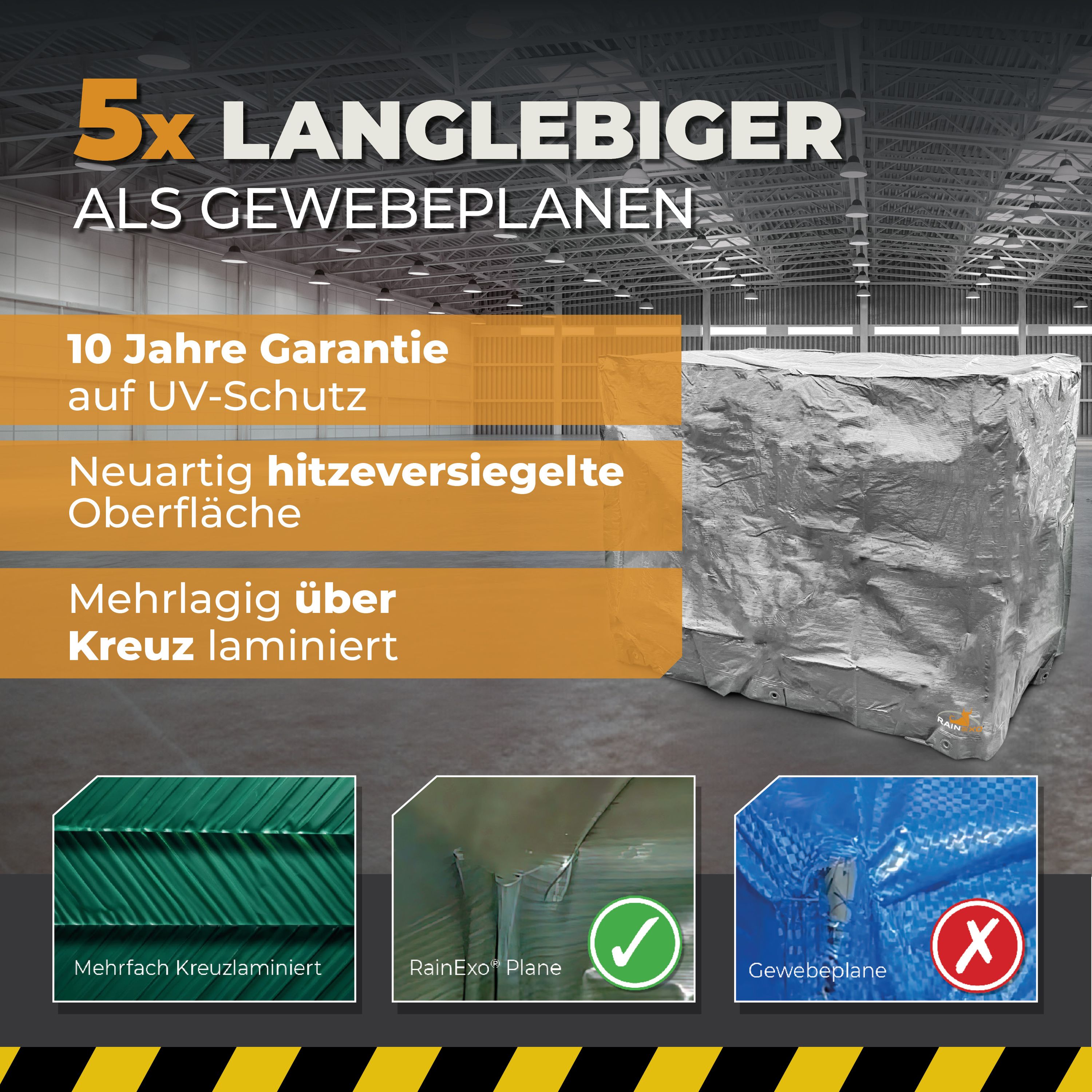 Abdeckhaube für Gitterbox Silber 120g/m² 125x85x98cm