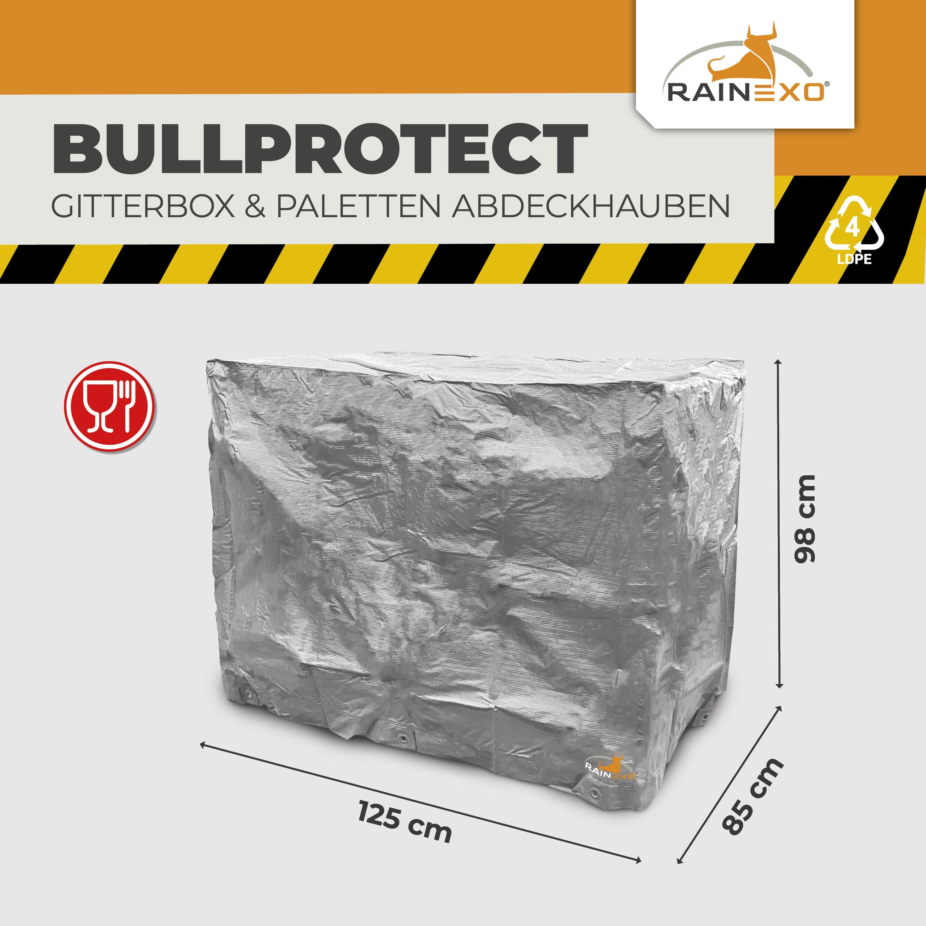 Abdeckhaube für Gitterbox Silber 120g/m² 125x85x98cm