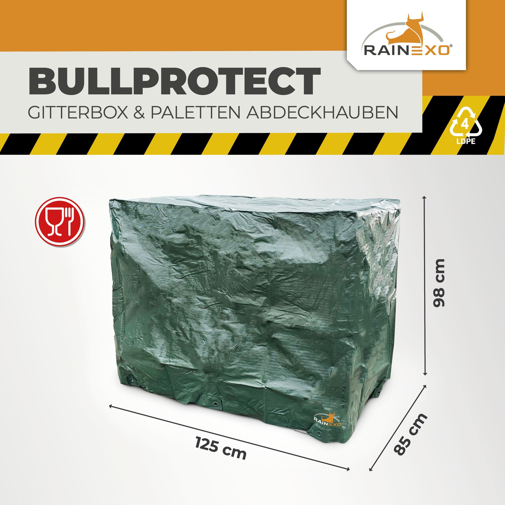 Abdeckhaube für Gitterbox Grün 120g/m² 125x85x98cm