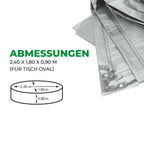 Rainexo Gartentisch-Schutzhülle - silbergrau - oval - Maße