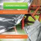 Rainexo Gartentisch-Schutzhülle mit robusten Ösen und doppelter Schweißnaht - silbergrau - oval