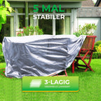Rainexo Gartentisch-Schutzhülle für runde Tische aus 3-lagiger über Kreuz laminierter Folie - silbergrau