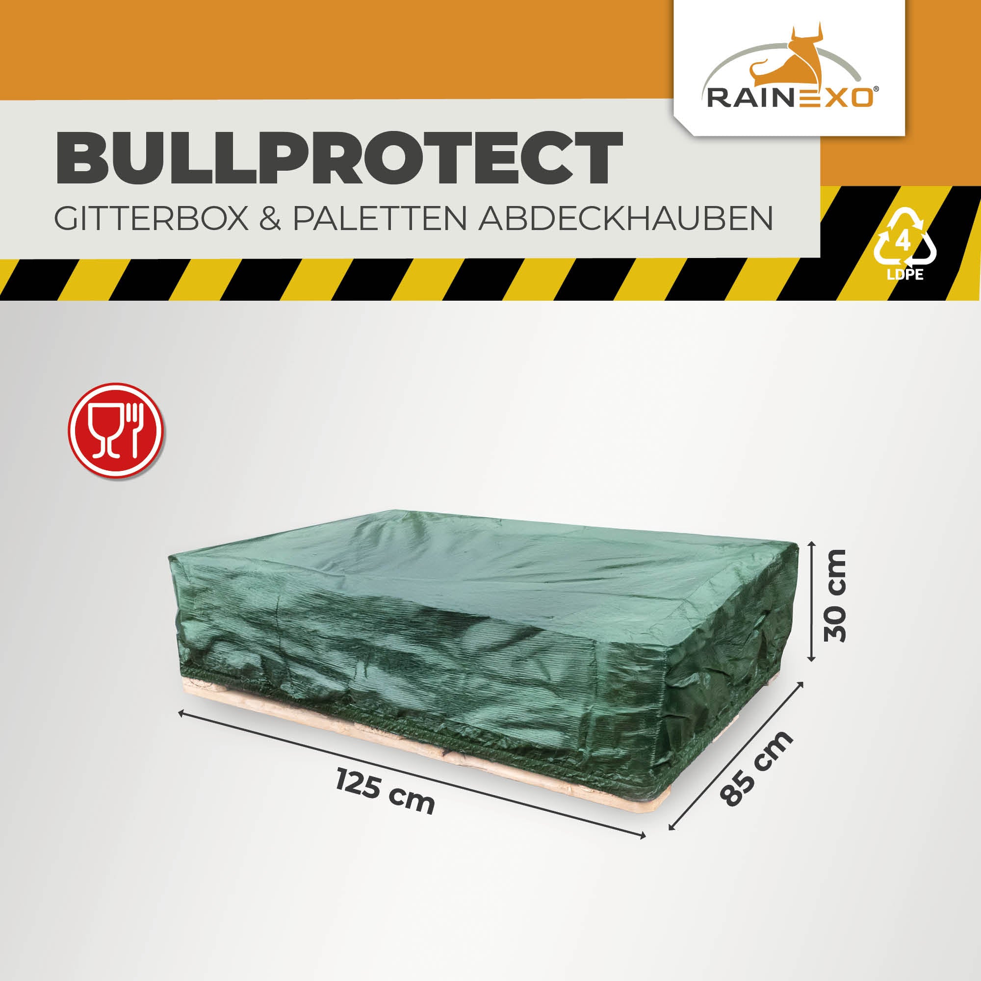 Palettenhaube in Grün 120g/m² 125x85x30cm