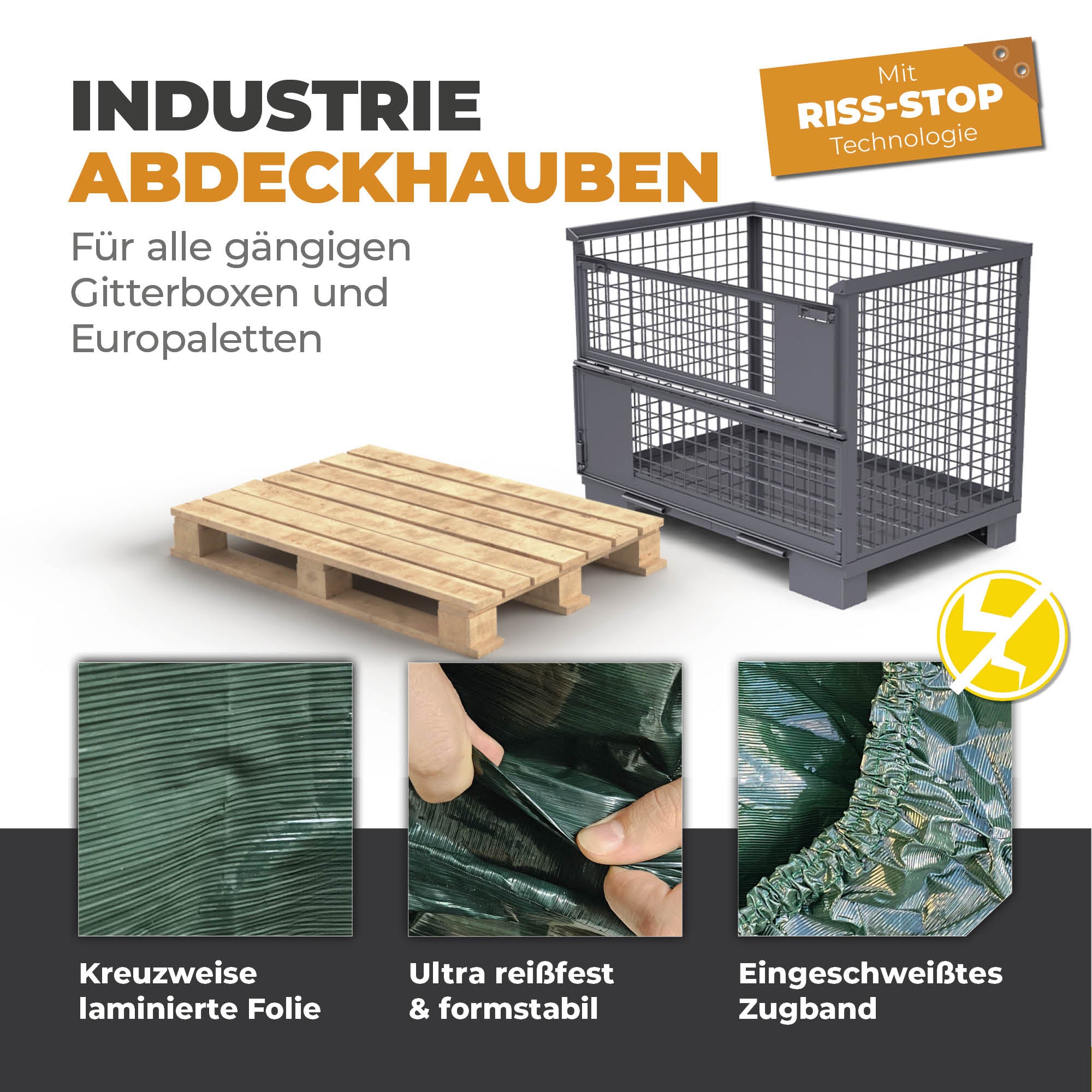 Palettenhaube in Grün 120g/m² 125x85x30cm