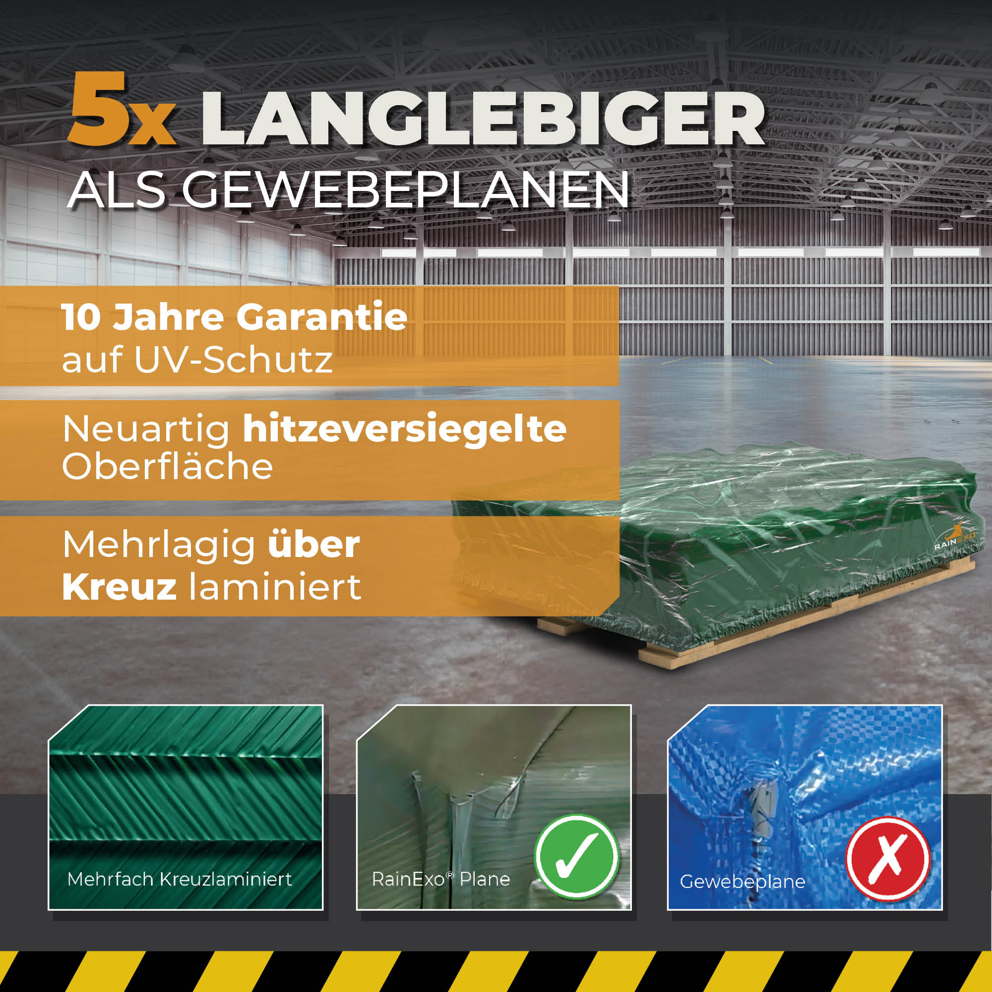 Palettenhaube in Grün 120g/m² 125x85x30cm