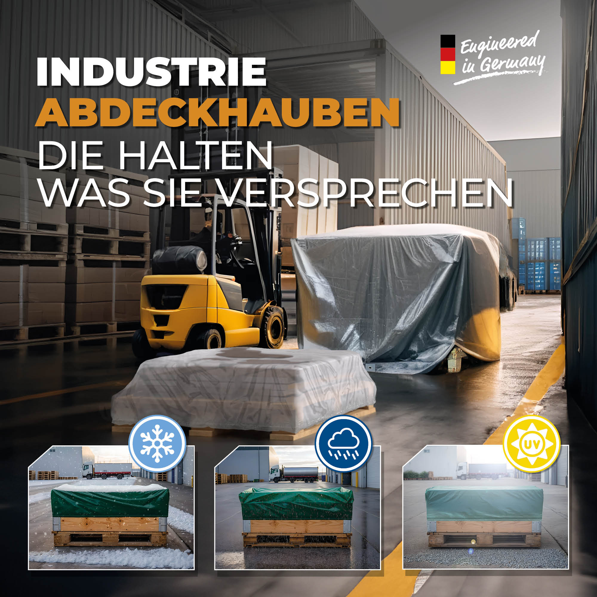 Palettenhaube in Grün 120g/m² 125x85x30cm