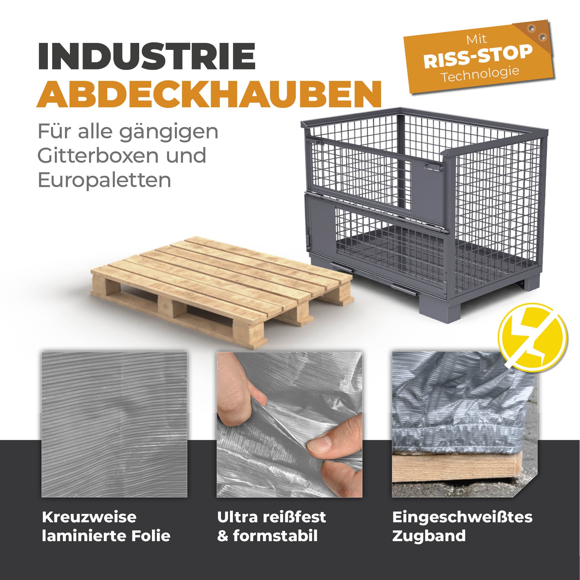Palettenhaube in Silber 120g/m² 125x85x30cm