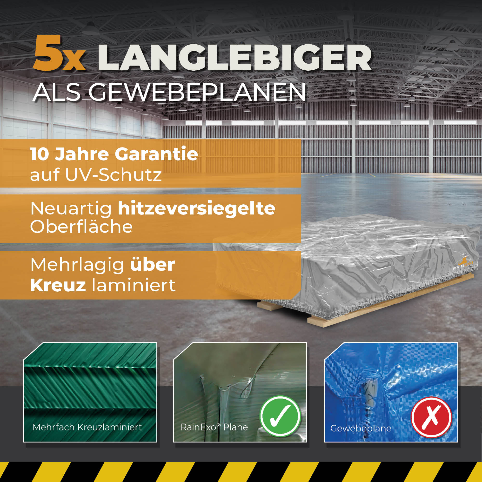 Palettenhaube in Silber 120g/m² 125x85x30cm