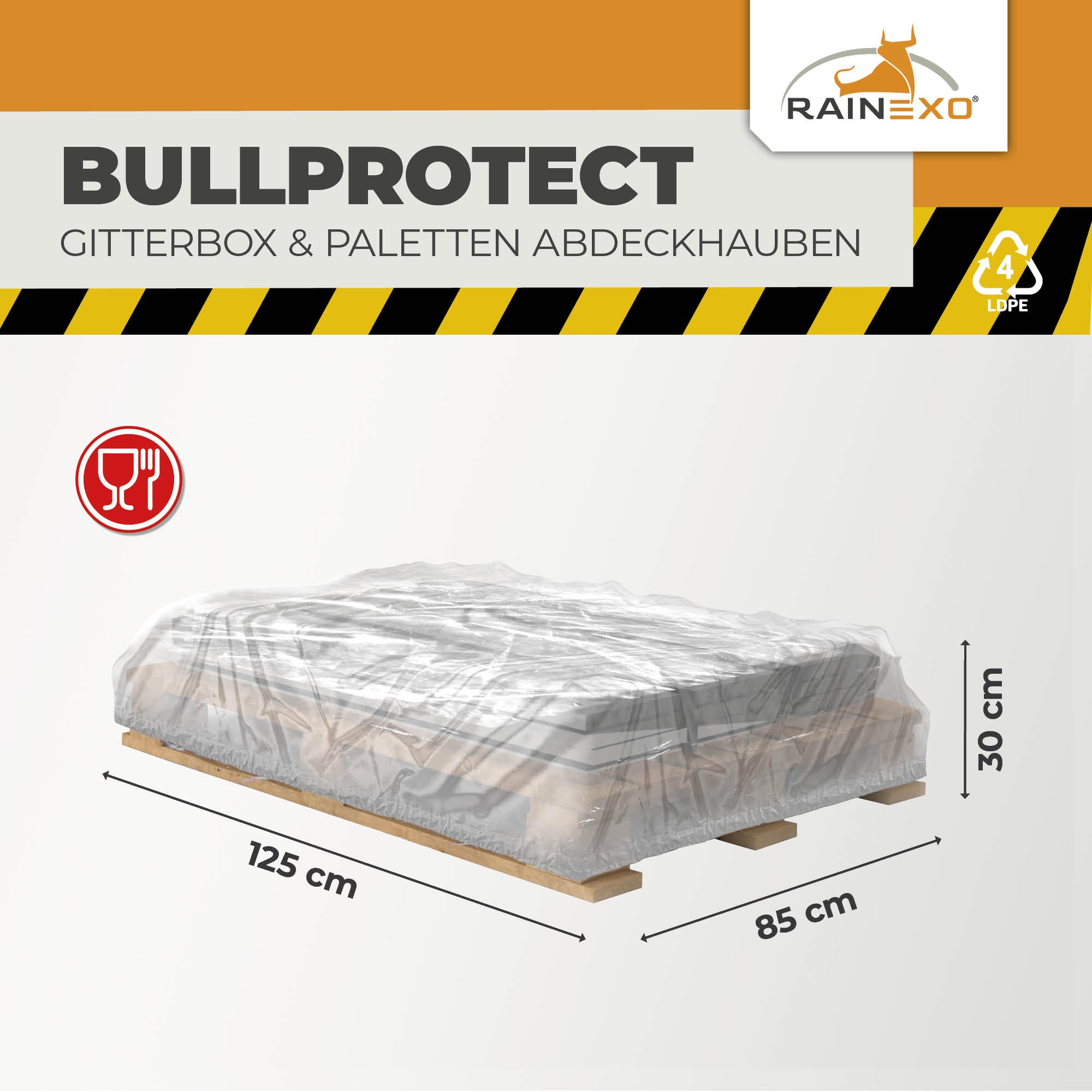 Palettenhaube in Transparent 120g/m² 125x85x30cm