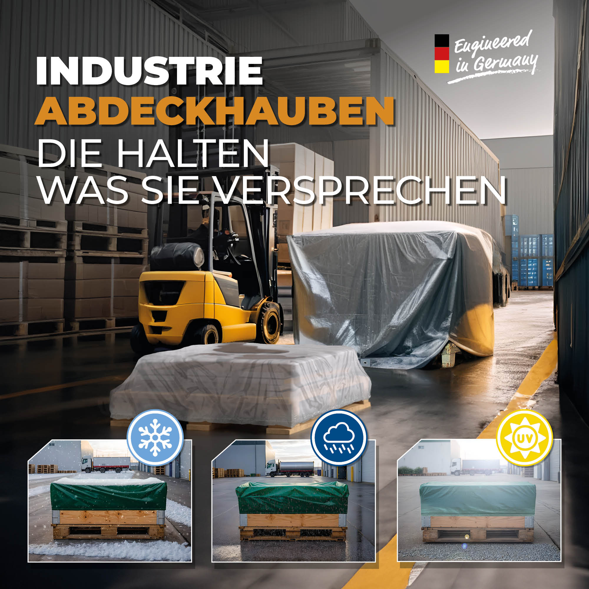 Palettenhaube in Transparent 120g/m² 125x85x30cm